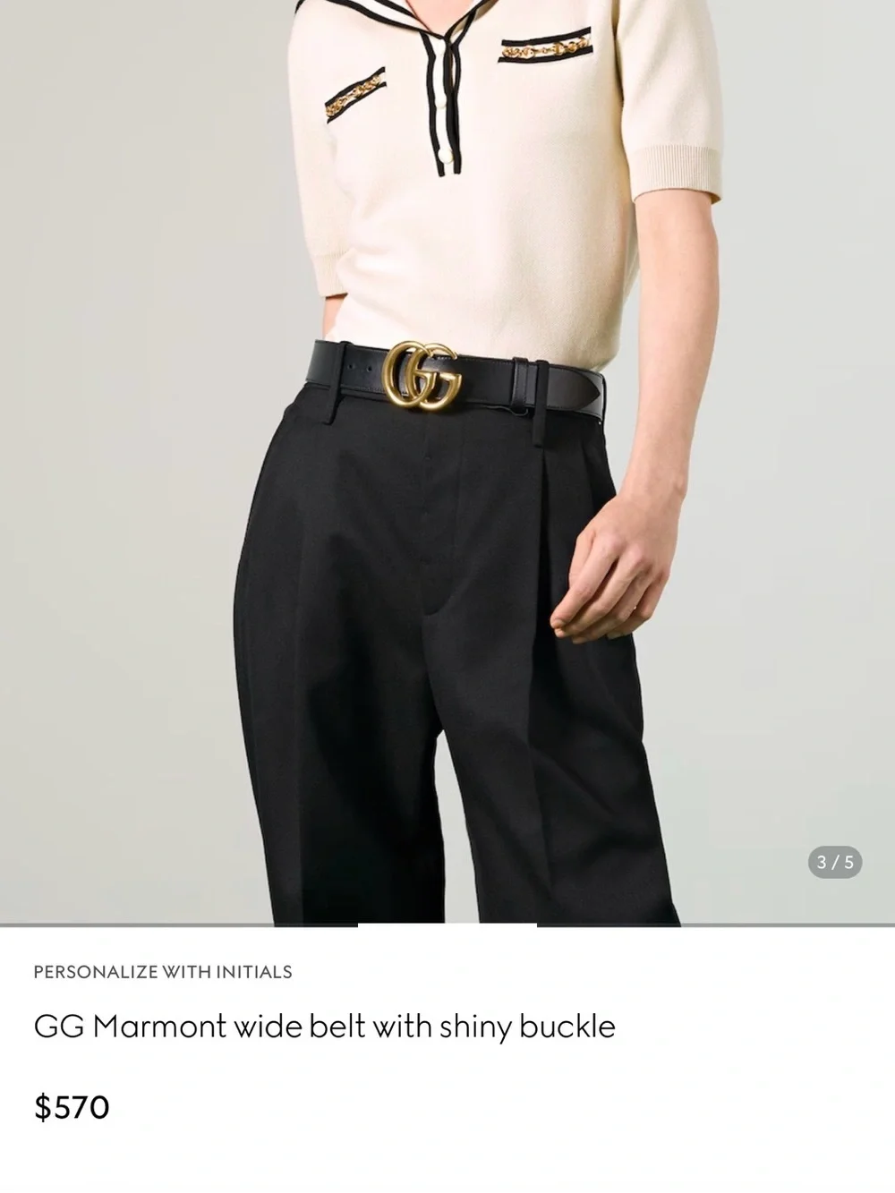 Gucci Black Leather Belt with Gold Double G Buckle